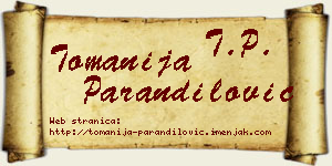 Tomanija Parandilović vizit kartica